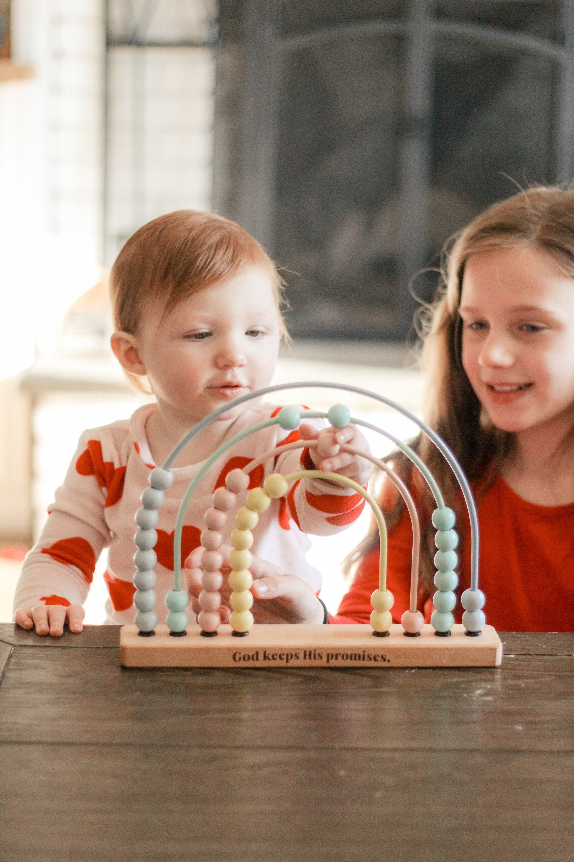 God’s Promise Wooden Rainbow Abacus - Catholic Toy, Christian Baby, Educational Toy, Nursery Decor, Baptism, Baby Shower, Montessori Toy