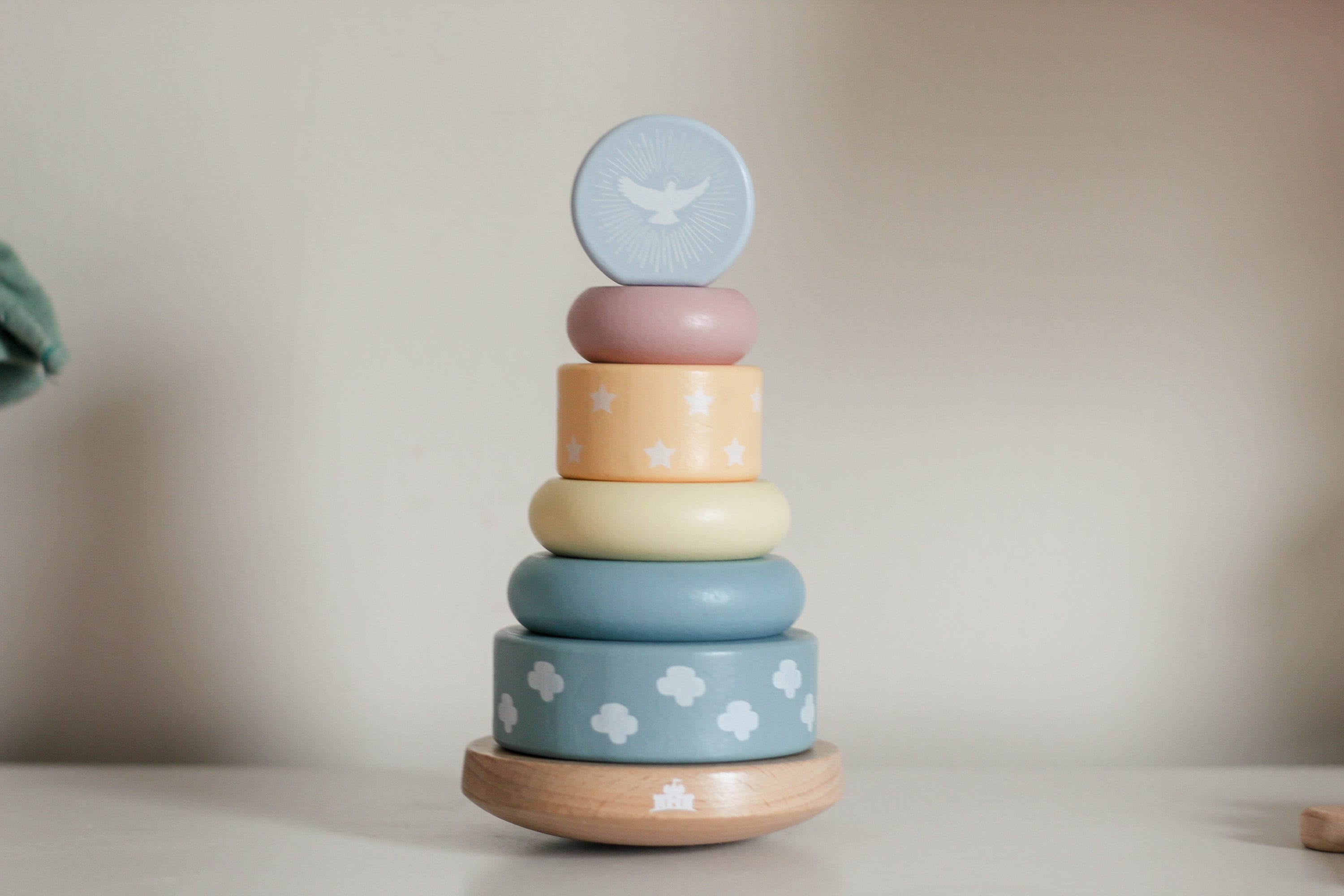 Holy Spirit Tower Wooden Ring Stacker, Catholic Toy, Educational Toy
