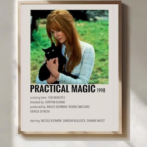 Practical Magic 1998 Poster, Vintage Movie Wall Art, Nicole Kidman Sandra Bullock Film Print, Witchy Gothic Home Decor