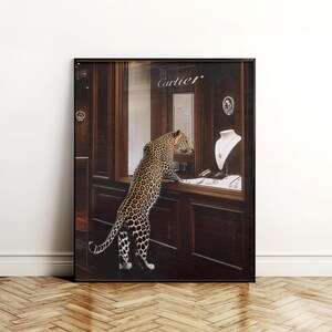 Fashion Magazine Print - Retro Fashion Print - Trendy Tiger Wall Art - Cartier Inspired Poster
