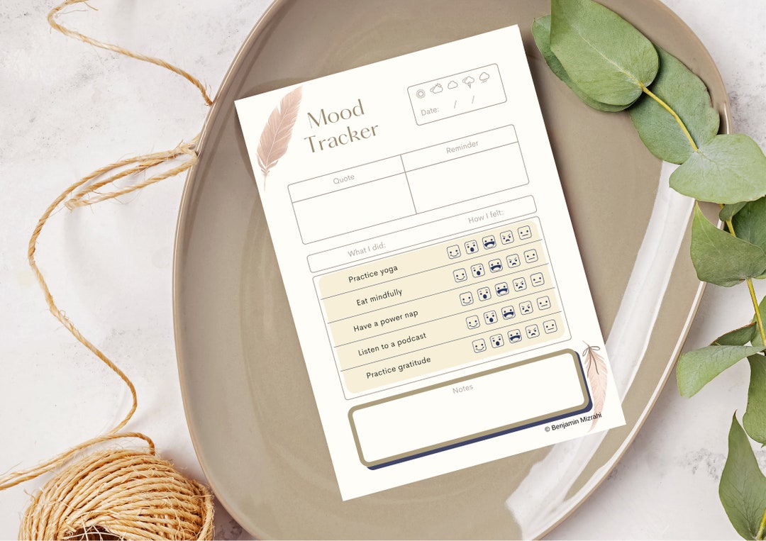Printable Daily Mood Tracker, Health Wellness Planner (digital Download ...