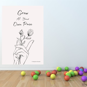 Grow At Your Own Pace - Mental Health Art, School counselor, School Psychologist, Therapy Office Decor Classroom Art