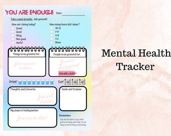 Daily Mental Health Tracker, Self Care Planner (PDF)
