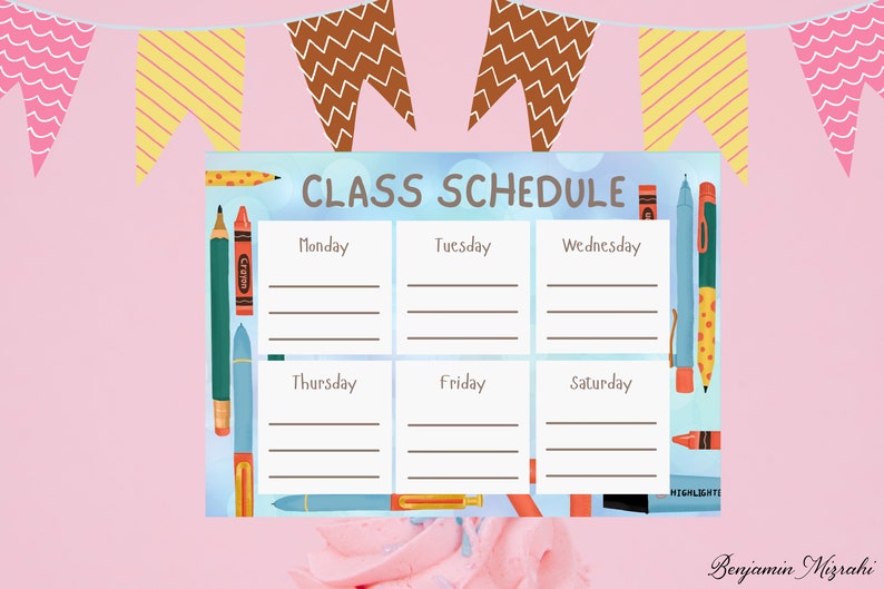 Printable Class Schedule: Back to School Weekly Planner (digital ...