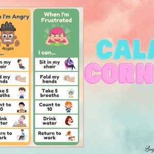 Beruhigende Techniken Poster - Calm Down Corner Poster Drucken pädagogische Printable für Set Kinder Klassenzimmer Vorschule Kleinkind Homeschool