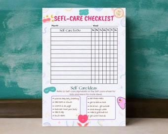 Self Care Checklist, Self-Care Planner, Selfcare Journal Tracker, Wellness Planner Printable, Daily Wellbeing, Mindfulness Mental Health Kit