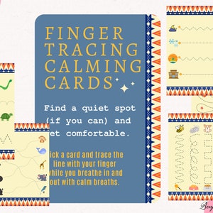 Finger Tracing Calming Cards, Printable Mindfulness Flash Cards, Calm Down Corner Activity, Meditation Activity, Kids Meditation, Zen Zone