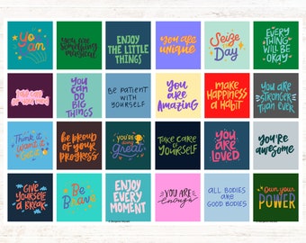 Positive Affirmation Cards, Motivational Self Care Cards (Digital Download)