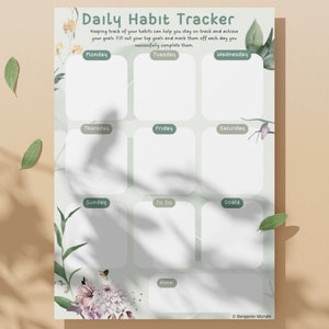 Daily Habit Tracker | Pastel Color | Daily Habit | Printable Goal Tracker | Weekly Habit Tracker | Wellness Journal | Mindfulness Planner