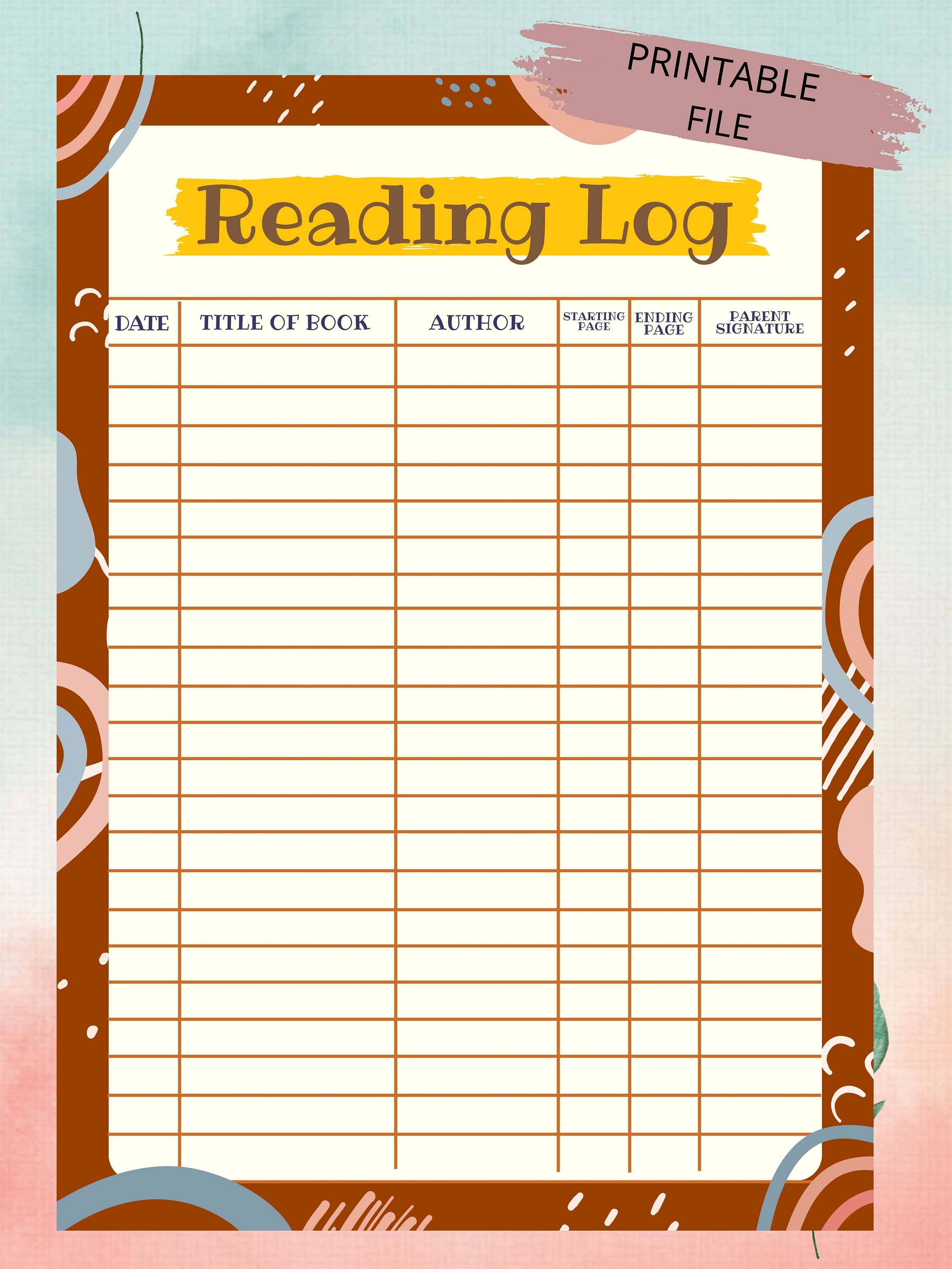 Kids Reading Log Printable Printable Reading Log For Kids Etsy Australia