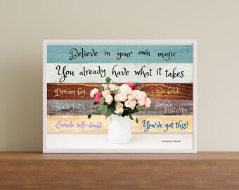 Arte de pared con citas inspiradoras / Decoración motivacional para el hogar (Descarga digital)