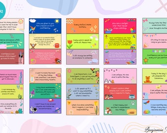 Positive Affirmation Cards, Mental Health Printable Notes (Digital Download)
