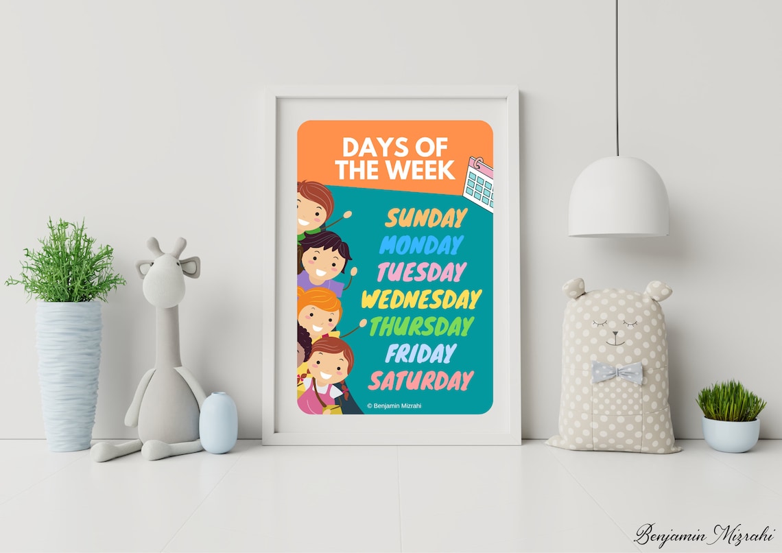 Days of the Week Poster | Rainbow Kids Classroom Decor (digital ...