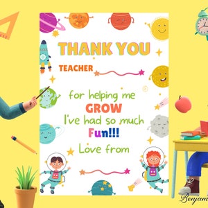 Teacher Thank You Sign: Printable Appreciation Gift (Editable Canva Template)