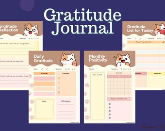 Diario de gratitud / Autocuidado y atención plena (Descarga instantánea)
