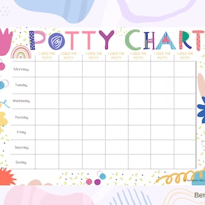 Potty Training Chart for Toddlers, Preschoolers and Kids - Toilet Training Sticker Chart Printable for Girls and Boys