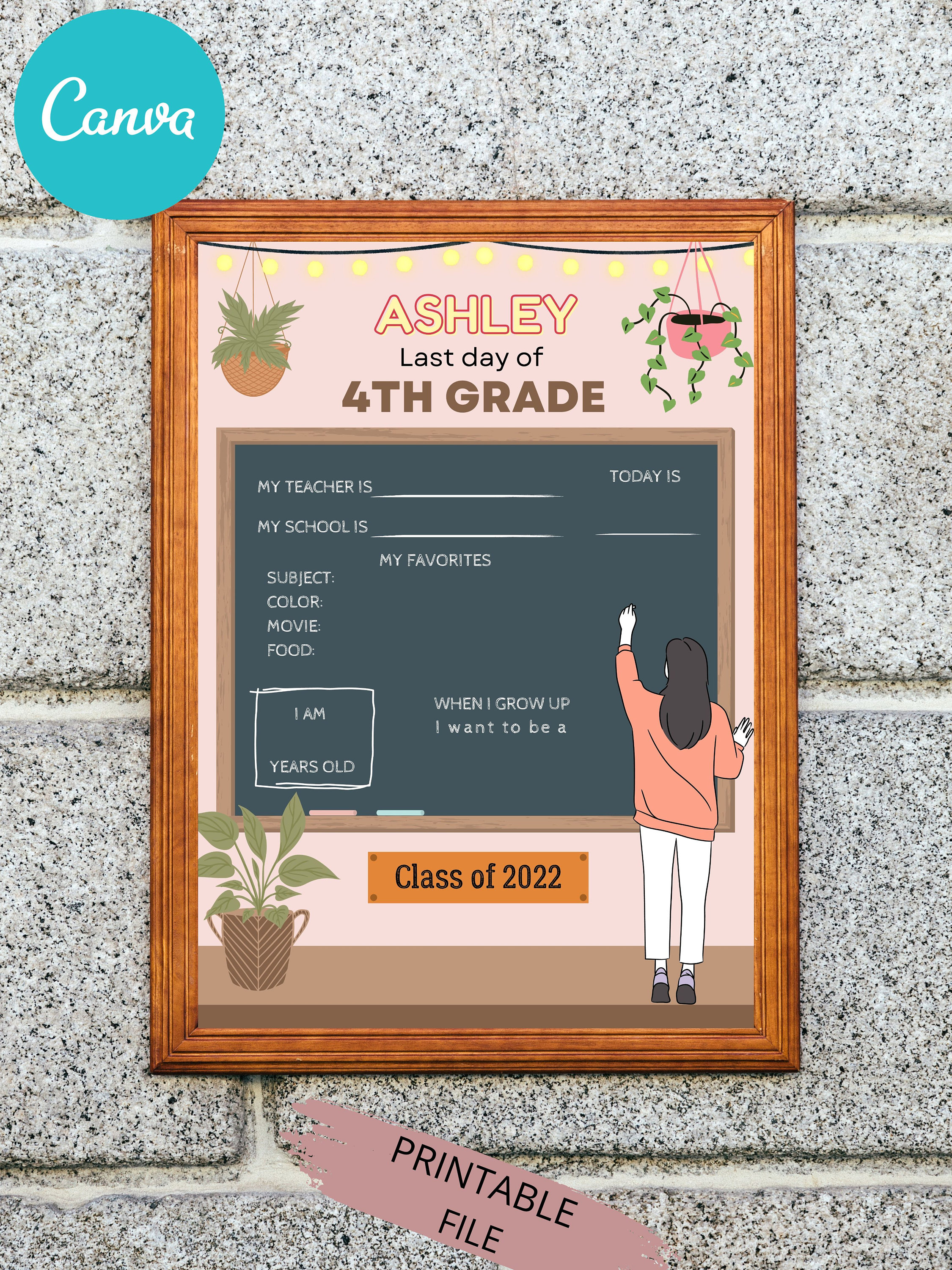 Editable Last Day of School Sign – Printable Photo Prop (digital ...