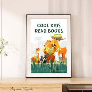 Cool Kids Read Books Inspirational Wall Art for Kids, Motivational Posters, Motivational Quote, Kids Room, Home, Therapy or Office Decor
