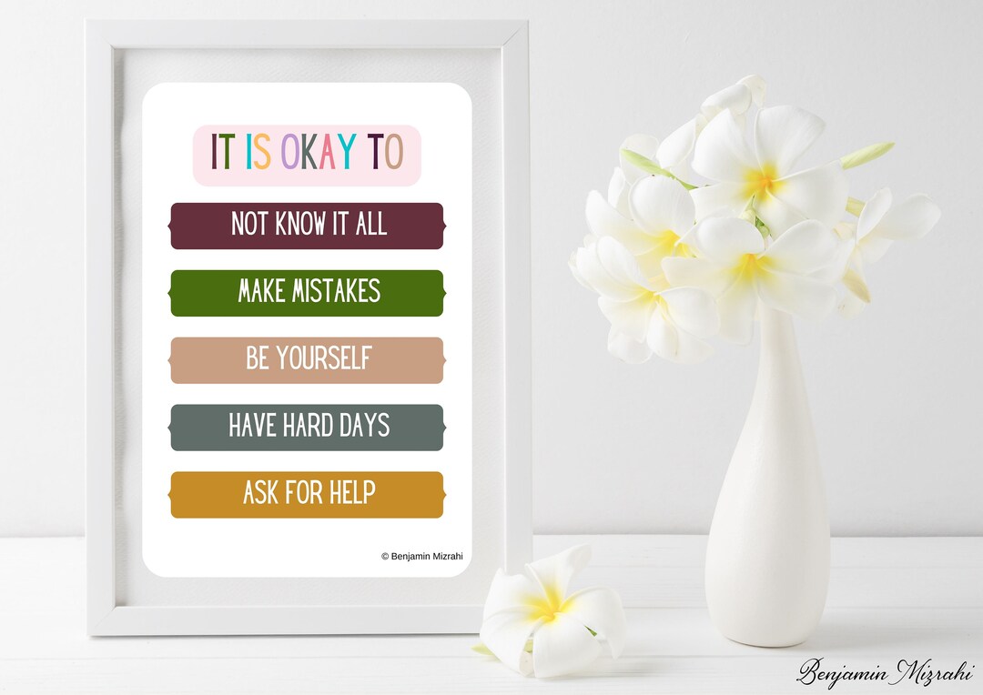 Its Okay Not to Be Okay Classroom Decor Poster Educational Wall Art ...