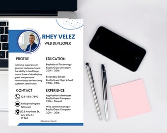 Web Developer Resume Template Cover Letter Template Canva, Modern Professional Resume and Cover Letter Canva