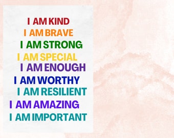 Kids Positive Affirmation Print – Rainbow Wall Art (Digital Download)