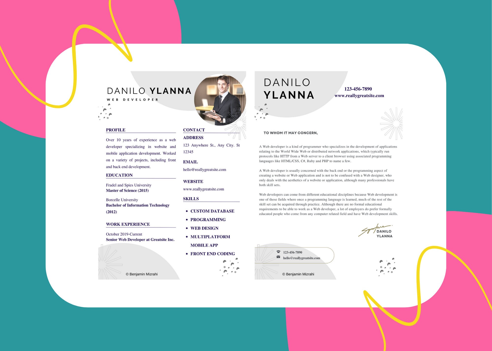 Web Developer Resume Template Cover Letter Template Canva, Modern ...