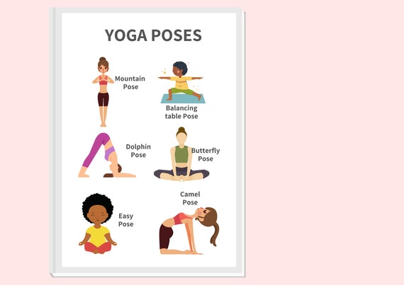 Yoga Poses Reference Chart Studio Gray Black Wood Framed Poster 14x20 -  Poster Foundry