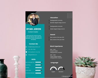 Content Creator Resume Template, Modern Canva Design (Digital Download)
