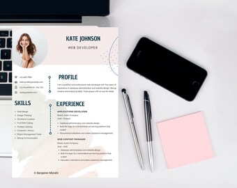 Web Developer Resume Template Cover Letter Template Canva, Modern Professional Resume and Cover Letter Canva