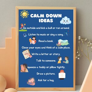 9 Calming techniques - Calm Down Corner Posters Print Educational Wall Art Printable for Set Kids Classroom Preschool Toddler Homeschool