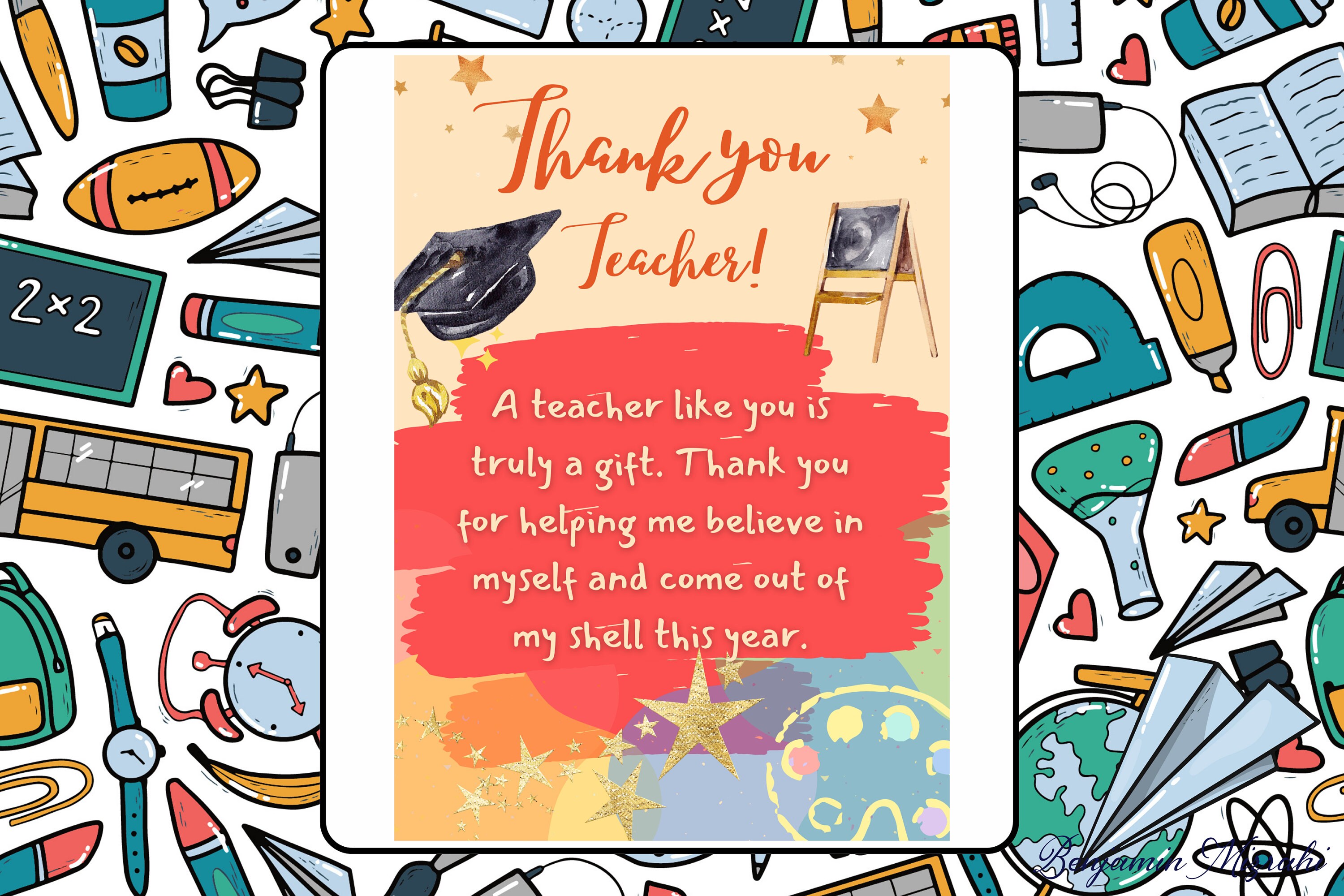 Teacher Thank You Card Printable Teacher Appreciation Week Printable 