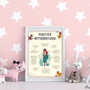 Affirmation Wall Poster, Printable, Positive Affirmations for Women, for Teens, for Mental Health, Anxiety, Mindfulness, Therapy Worksheets