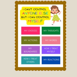 Things I Can Control Mental Health Poster -  Control Myself Therapy Poster Printable