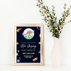 Faire-part d'anniversaire modifiable pour filles ou garçons, impression numérique sur toile, téléchargement immédiat