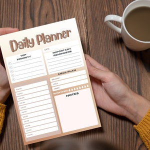 Daily Planner Printable, Hourly Planner, Military Time, Work Day Schedule, Digital To Do List, Meal Plan, Daily Goal List, Digital Planner