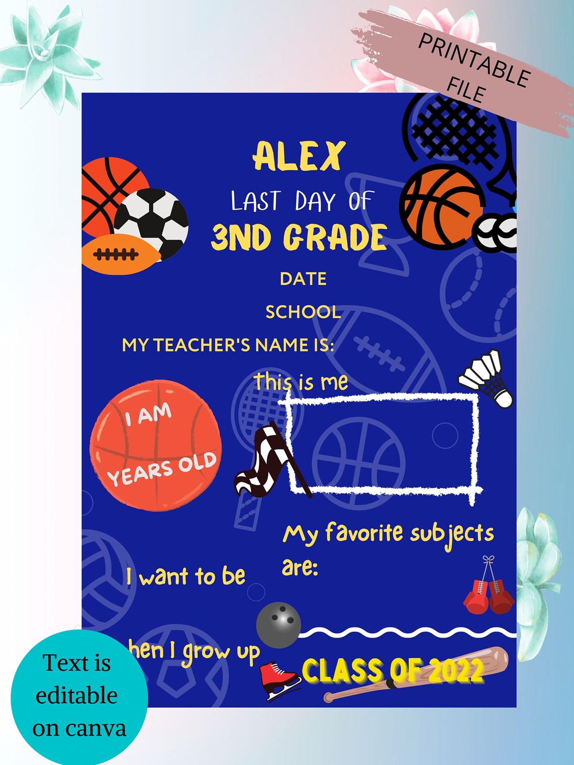 Editable School Sign – First/last Day Photo Prop (digital Download) - Etsy