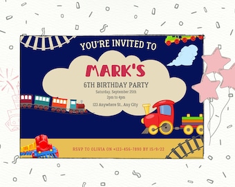 Invitación de cumpleaños editable para niñas o niños, imprimible, descarga digital instantánea, Canva