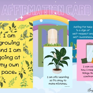 Cartes d’affirmation Enfants - Cartes de pleine conscience - Enfants - Cartes d’encouragement - Cartes - Affiche - Cadeau - Cartes d’encouragement, Amour de soi