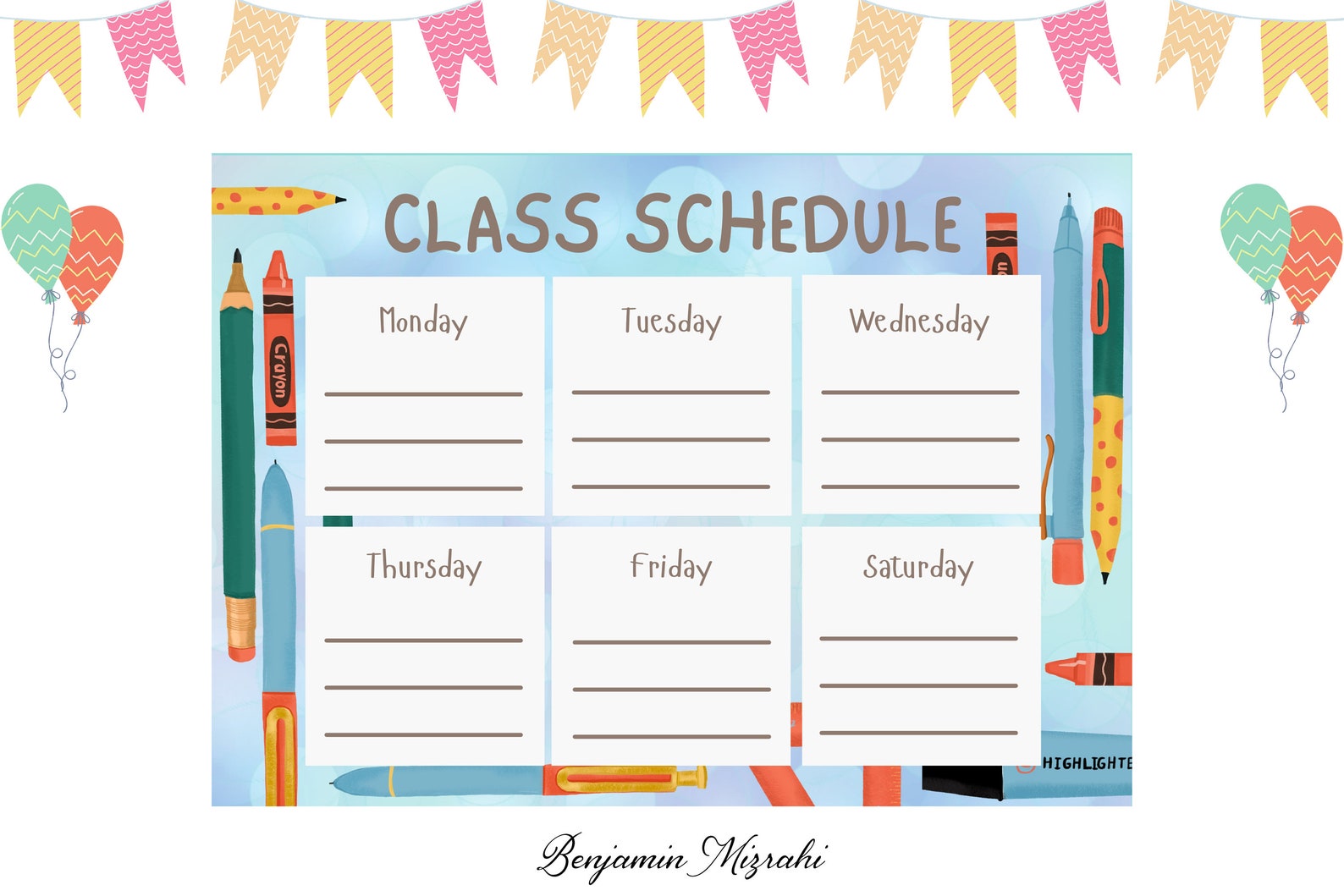 Class Schedule Printable | Back to School Weekly Schedule | Classroom ...