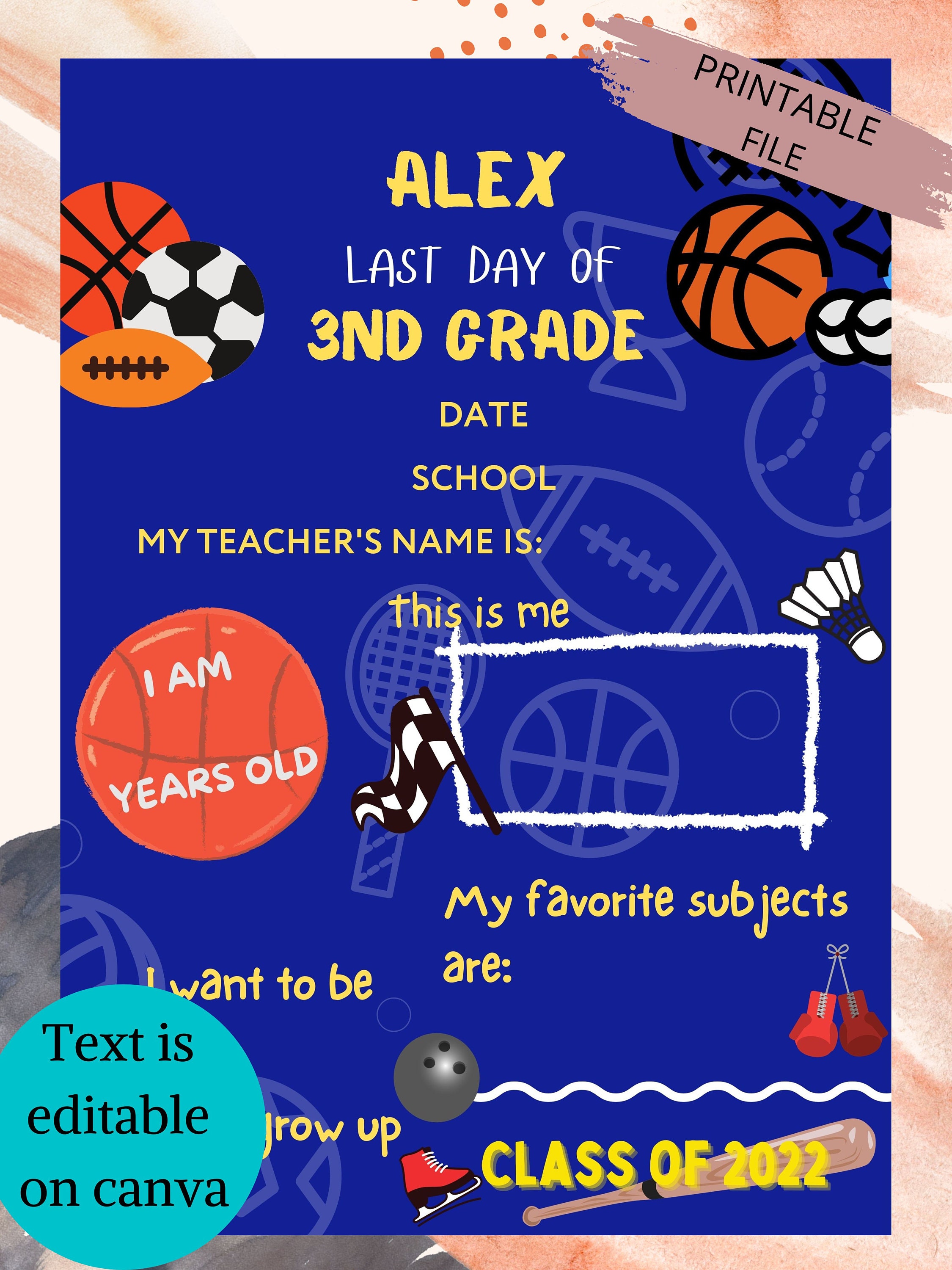 Editable School Sign – First/last Day Photo Prop (digital Download) - Etsy