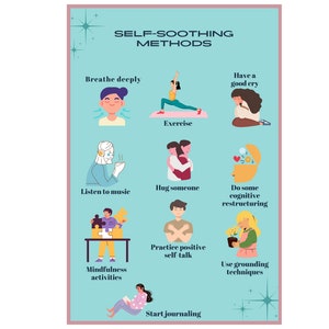 10 Calming techniques - Calm Down Corner Posters Print Educational Wall Art Printable for Set Kids Classroom Preschool Toddler Homeschool