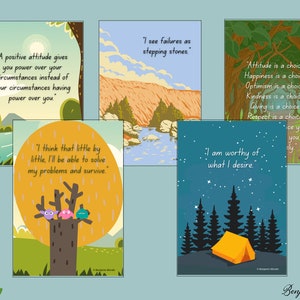 5 Affirmation Cards/Posters Digital Download, Mindfulness Affirmations Poster, Positive Quotes Printable Gift, Self-Care, Calm & Love