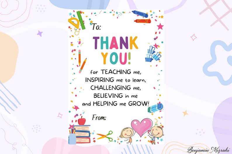 Teacher Appreciation Thank You Card, Teacher Appreciation Week, Thank ...