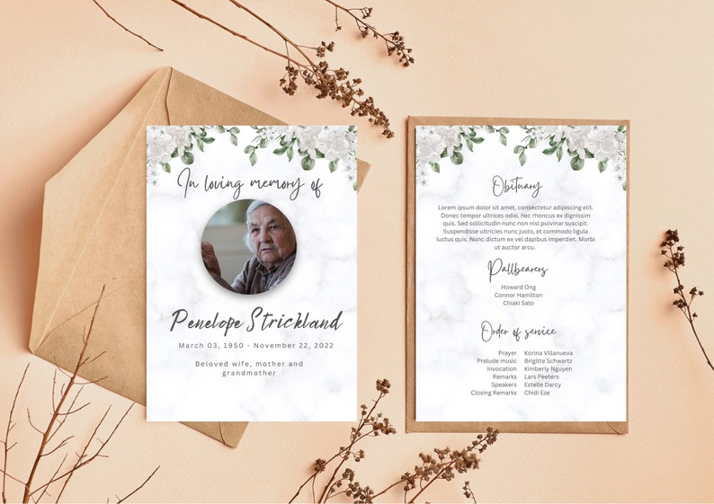 Funeral Program Template Instant Download Obituary Template for Funeral