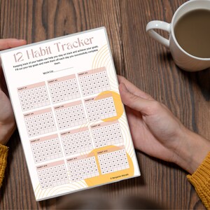 12 Habit Tracker Printable | Goal Planner | Mindfulness Exercises | Simple Tasks Planner | Editable Canva Instant Download