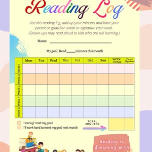 Kids Reading Log Printable, Printable Reading Log for Kids, Reading Log Journal Kids, Printable Reading Journal for Kids, Reading Incentive
