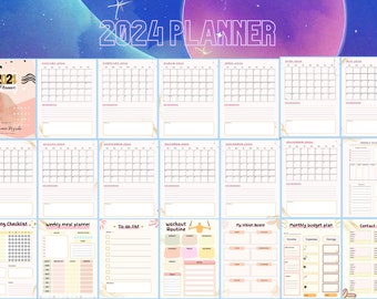 2024 Planner Template for Canva, 2024 Calendar Template, Productivity ...