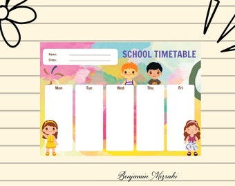 Horario escolar infantil imprimible / Horario semanal de clases (Descarga digital)