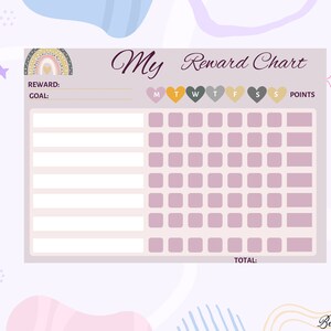Kids My Reward Chart - Toddler Preschooler Kids Prize Chart - Editable Kids Reward Chart