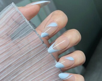 Baby Blue Nails Etsy Uk